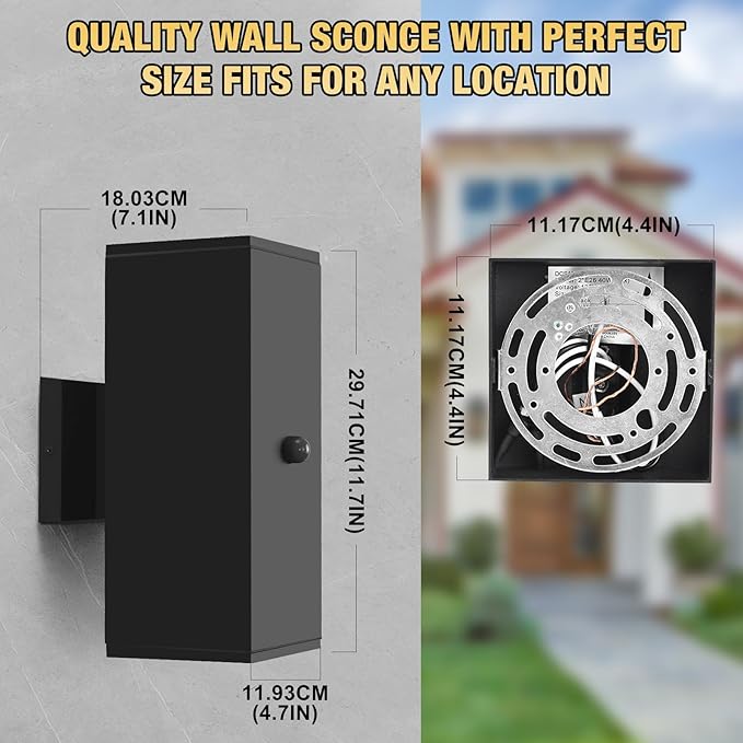Motion Sensor Outdoor Light Fixture Wall Mount, Exterior Lighting fixtures for Outside, Front Porch Lights, Waterproof Wall Sconce Lamp, Black Coach Lights for House, Patio, Garage, Doorway, Entryway