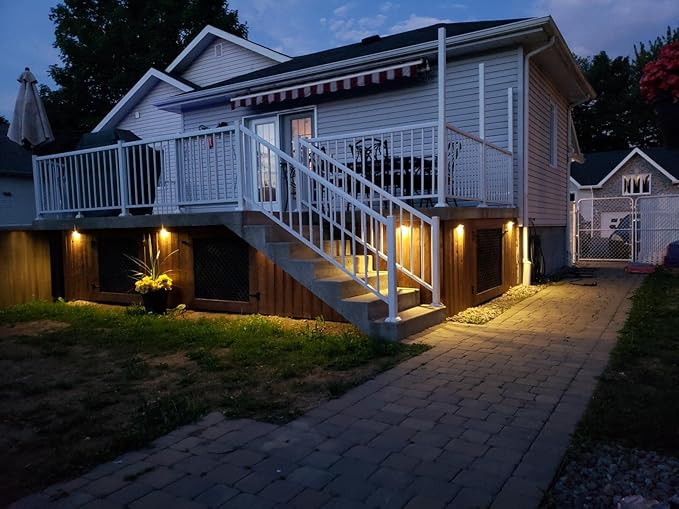 FVTLED LED Deck Lights Kit, Pack of 6 Low Voltage led Step Stair Lights Φ1.97 Outdoor Garden Yard Decoration Lamp Recessed Landscape Pathway Step Stair Warm White LED Lighting, Black
