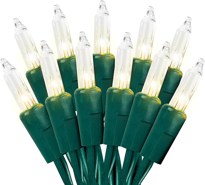 Clear Christmas Lights 100 Count, 21ft Christmas Tree Fairy String Indoor for Bedroom, Warm White Xmas Mini Incandescent String Lights for Outside Decoration, Green Wire