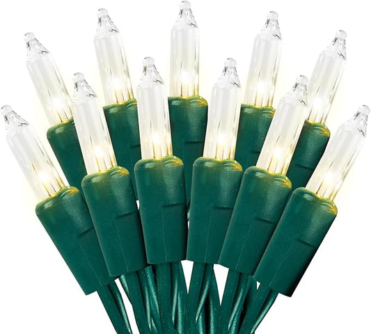 Clear Christmas Lights 100 Count, 21ft Christmas Tree Fairy String Indoor for Bedroom, Warm White Xmas Mini Incandescent String Lights for Outside Decoration, Green Wire