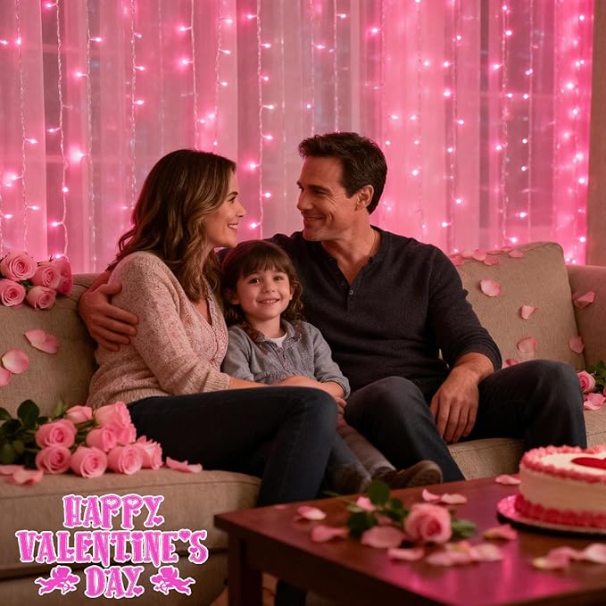 66 ft 200 LED Pink String Lights, Pink Lights Valentine's Day Decorations, Indoor Outdoor Connectable 8 Modes Clear Wire Twinkle Fairy String Lights Plug in for Valentine's Day Wedding Bedroom Party