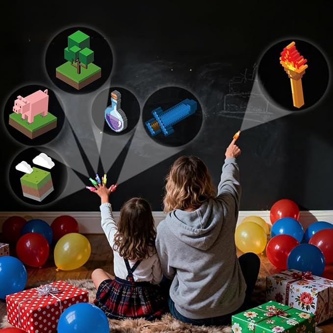 36 Pack Pixel Party Favors LED Finger Lights for Kids, Glow in the Dark Building Game Goodie Bag Stuffers, Pixel World Birthday Party Gifts for Classroom Rewards