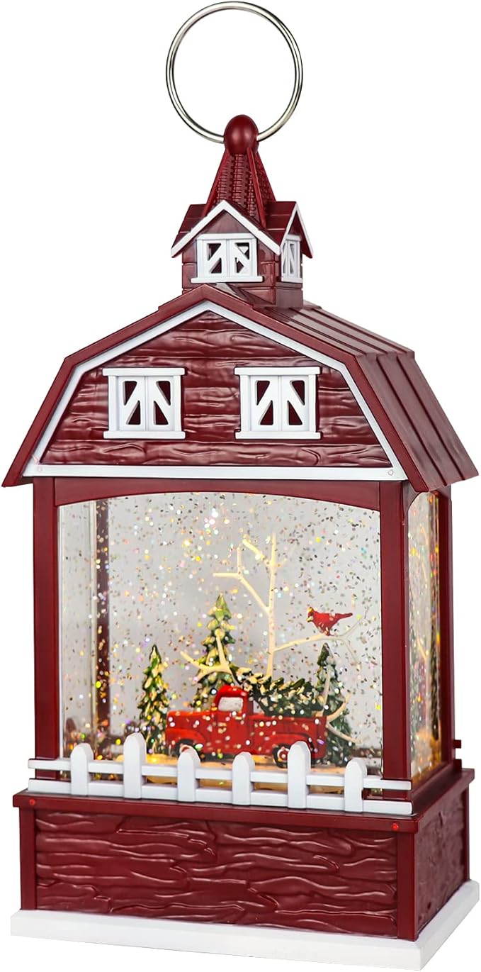 Eldnacele Musical Snow Globe Lantern with Timer, Lighted USB/Battery Operated Swirling Singing Water Glittering, Snow Globes Lamp for Adults and Kids Christmas Decoration- Car