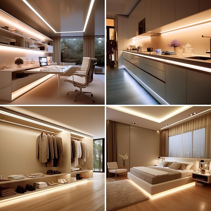 24V COB LED Strip Light 65.6ft (2 Rolls of 32.8ft) Kit, 3000K Warm White Cuttable 11W/M 312LEDs/M CRI 93 LED Tape Lights with Power Supply for Bedroom Kitchen Living Room Ceiling