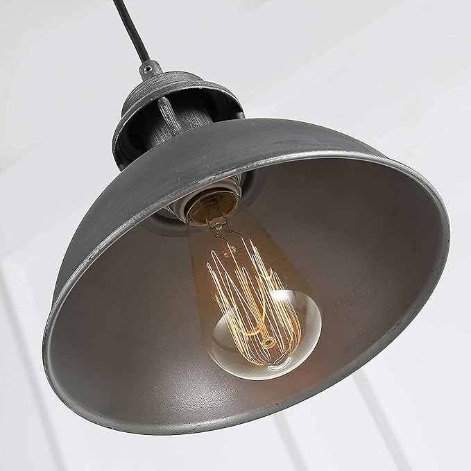 LOG BARN Pendant Lighting with Cutouts on Top, Industrial Silver Brushed Pendant Light for Kitchen Island, Dining Room and Bedroom