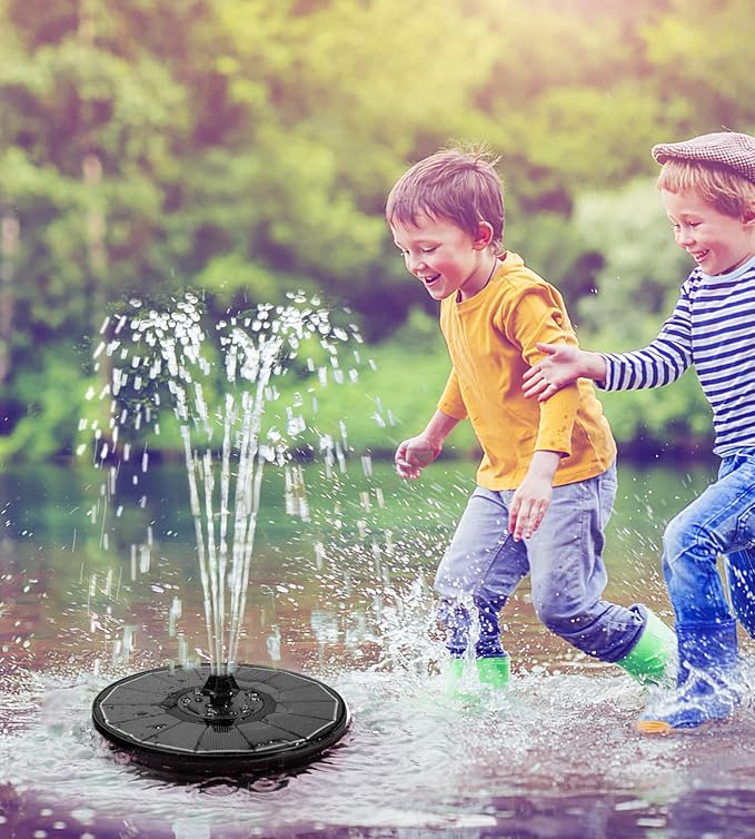 Yzert Solar Fountain Glass Panel with 2200 mah Battery, 3.5W Floating Solar Water Fountain with 4 Fixed Rods, Solar Pump for Bird Bath, Garden, Pond, Pool, Outdoor (Black Panel Colorful Lights)