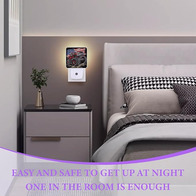 Monster Truck Night Light,Funny Plug-in Night Lights with Dusk-to-Dawn Sensor for Bedroom,Bathroom and Living Room Sleep Friendly lamp 0.5w