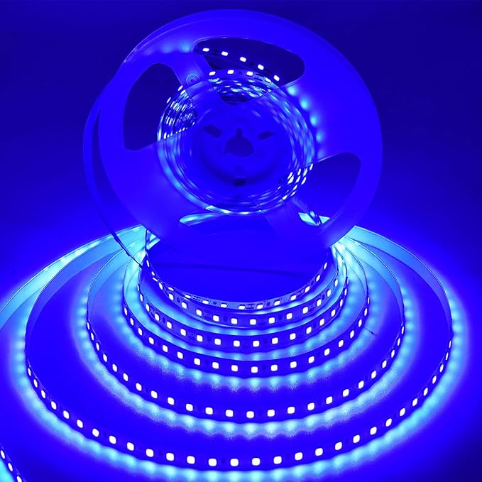 AC110-130V LED Strip Lights，Dimmable 10000LM 16.4ft/5m SMD 2835 600 LEDs Waterproof IP68 LED Lights Strip Ribbon, More Brightness Than Low Voltage LED Strip Lights (Blue)