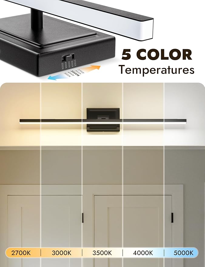 NIORSUN 31.5 Inch Modern Bathroom Light Fixture, 18W 5CCT Dimmable LED Black Bathroom Vanity Lights Over Mirror, Vanity Lights for Bathrooms Restroom Mirror- ETL Certified