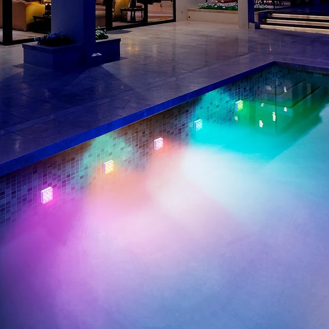 LOFTEK Pool Lights 2 Pack, Rechargeable Submersible LED Lights with Remote, IP68 Waterproof, 16 Colors Underwater Pool Light for Above Ground Inground Pool, Hot Tub, Shower, Bathub, Party, Vase,
