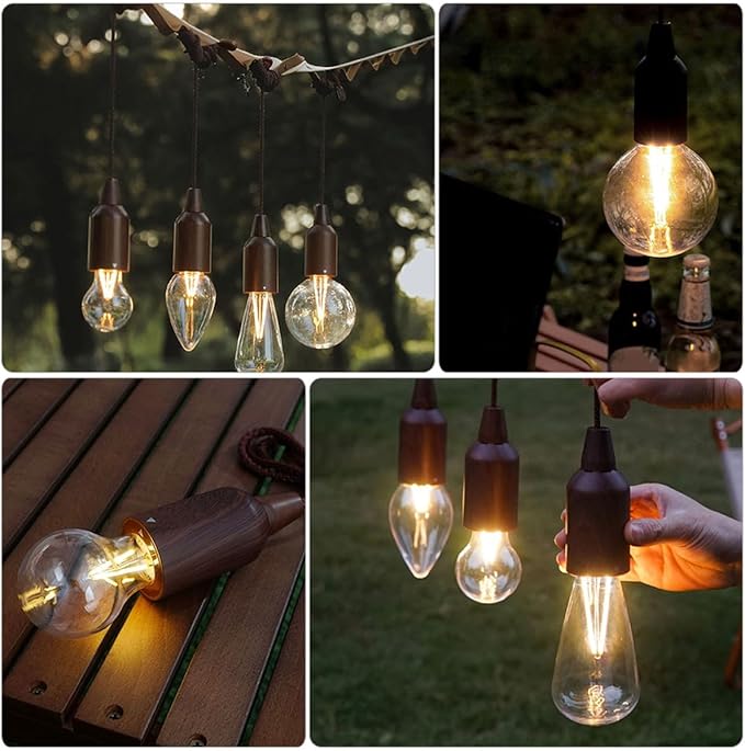 Zerodeko Portable Tent Lamp Outdoor Camping Light LED Hanging Lantern Wear-Resistant Vintage Pull-Cord Lantern for Camping and Hiking