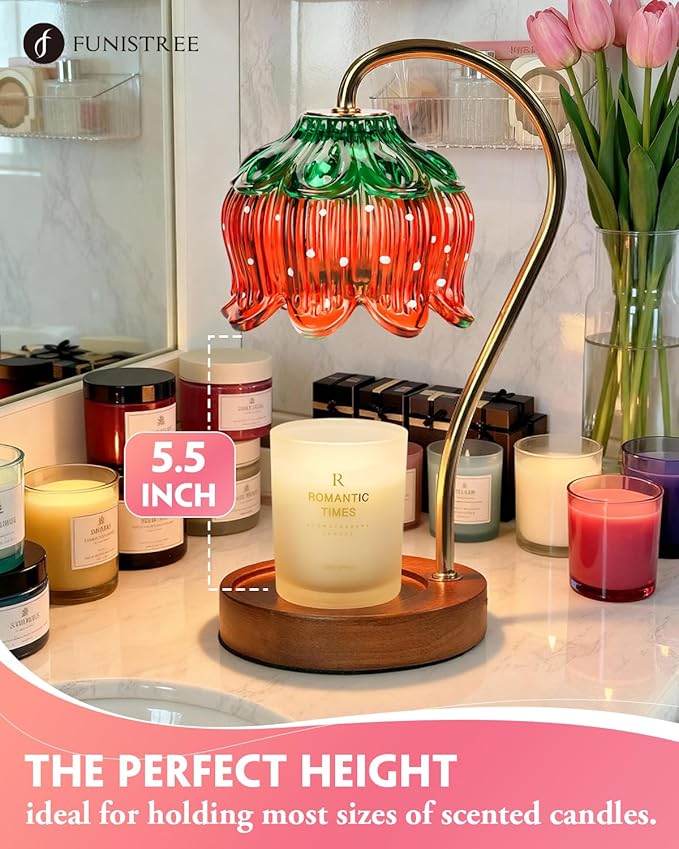 Strawberry Candle Warmer Lamp, Cute Candle Lamp with Timer & Dimmable, Birthday for Women Mom, House Warming Gift New Home, Lotus Wax Melt Warmer for Yankee Village Candles