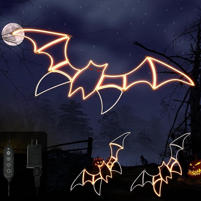 Bat Neon Sign for Wall Art Decor,Metal Frame Led Sign Animated Bat Swing Neon Light Up Sign for Signs for Wall Decor,Flying Bat Neon Light Up Signs for Bedroom,Folding and Easy to Store