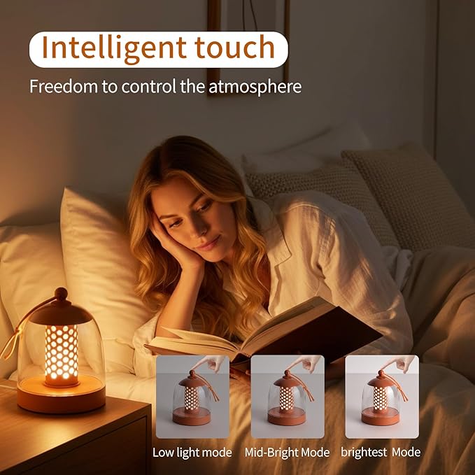 Camping Lantern, IPX4 Waterproof Touch Control LED Night Light, USB Rechargeable & Long Lasting Battery, Portable Hanging Tent Lamp for Outdoor Camping Hiking Backpacking,Orange