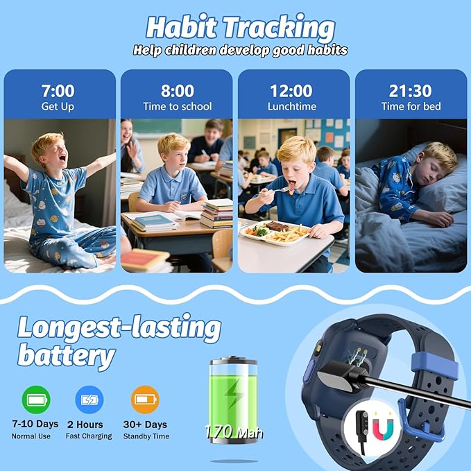 Kids Watch with 140 Sports Modes, 1.5" Kids Fitness Tracker, Girls Smart Watch, No APP/Phone Required, Sleep Monitor, Heart Rate, Puzzle Games, IP68 Waterproof, Gifts for Boys Girls Aged 6-15