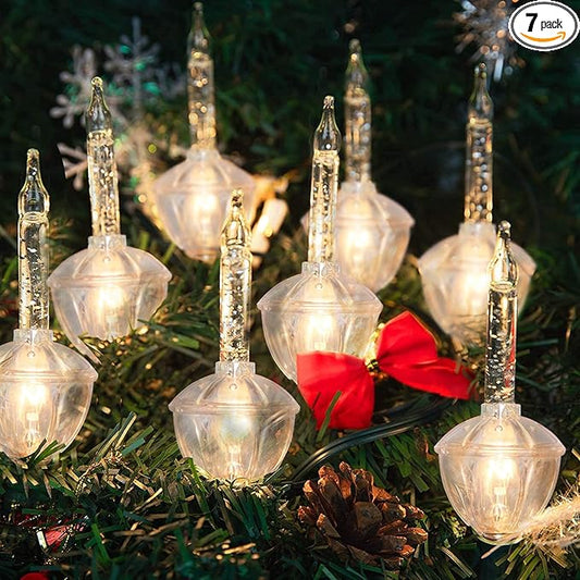 GOOTHY Silver Bubble Lights Set,11Ft Vintage Christmas Bubble String Lights, 8 Clear Bulbs with Silver Glitter (1 Spare) UL Listed for Christmas Tree Holiday Party Outdoor Decor, E12 Base,Green Wire