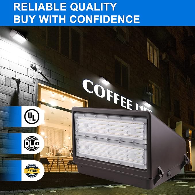 100W LED Full Cut-Off Wall Pack Light with Dusk to Dawn Photocell, 14000LM 5000K, Dimmable Outdoor Area Wall LED Light – Replace 450W MH/HPS, IP65 Waterproof, DLC UL Listed