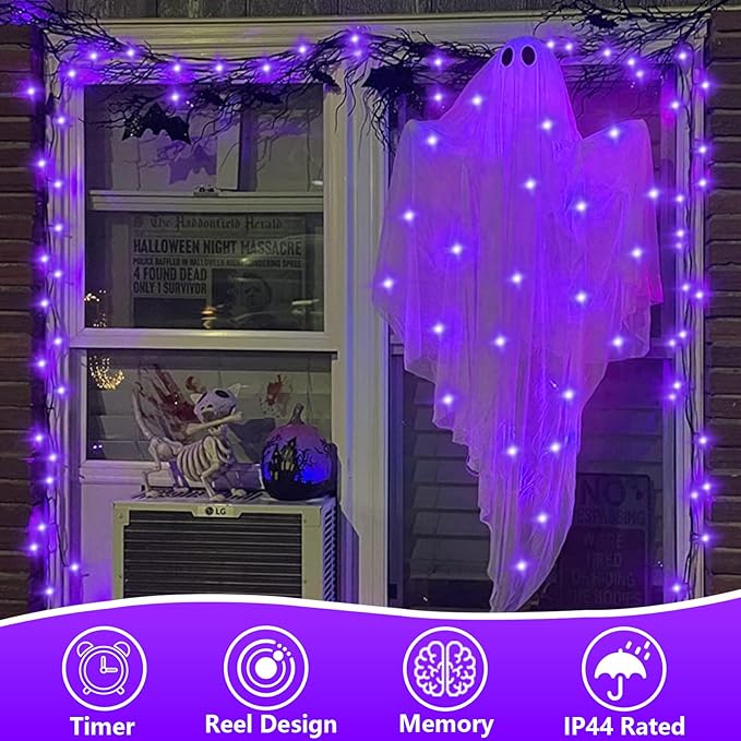 QITONG 165ft 500 LED Purple String Lights, Christmas Lights Outdoor Waterproof with 8 Modes, Green Wire Twinkle Lights Plug in Indoor