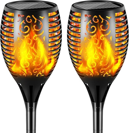 Solar Lights Outdoor 99 LED Higher & Larger Flickering Flame Solar Torch Lights 43" Waterproof Outdoor Lighting Solar Powered Pathway Lights Christmas Decorations for Garden Patio Yard, 2Pack