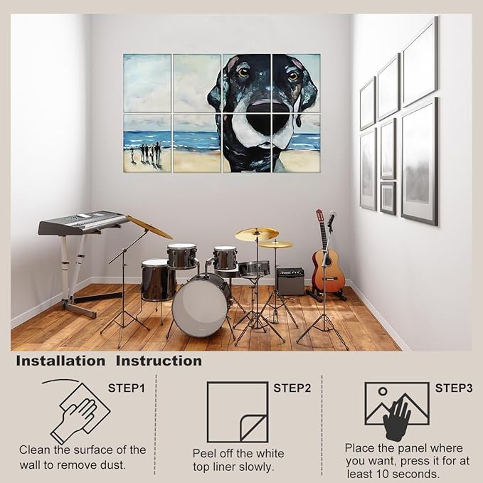 HONORIA 8 Pack Art Acoustic Panels 48X32Inches Sound Absorbing Panels,Self-adhesive Soundproof Wall Panels,Decorative Acoustical Wall Panels,Acoustic Treatment for Home Office&Recording Studio