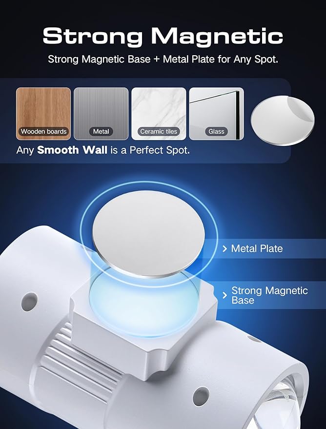 Night Light with Motion Sensor, Rechargeable Color Changing LED Night Lights Stick-on Magnet, 0-100LM Adjustable Brightness Nightlights for Toilet Hallway Bedroom Stairway (RGB-01)