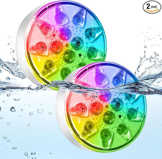 Upgraded Rechargeable Submersible LED Pool Lights with Remote,IP68 Waterproof Floating Pond Light,16 Colors Underwater Lights for Above Ground Pool,Tub,Bath,Party,Vase Outdoor Decor