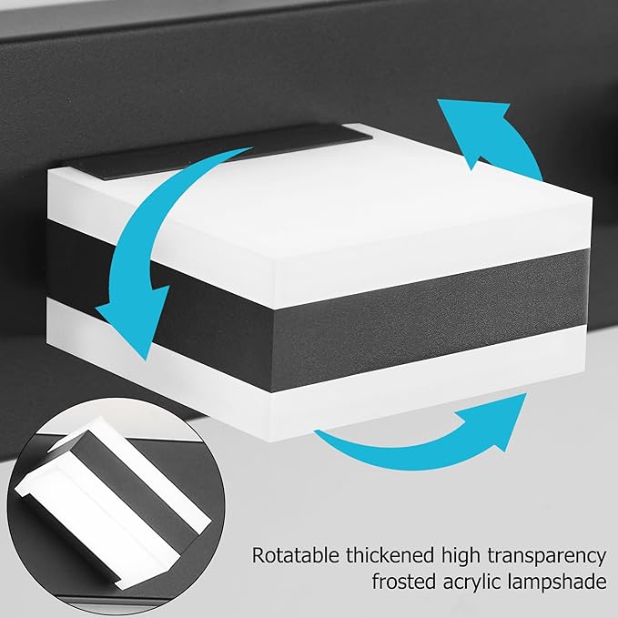 SOLFART Black Bathroom Light Fixtures, 4 Lights Bathroom LED Light, LED Dimmable Vanity Lights Cool White 6000K & 0%-100% Brightness Dimmable