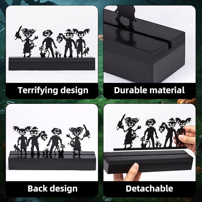 Halloween Table Decor Led Lights Silhouette Decoration Metal Horror Character Battery Operated Indoor Decoration Perfect Halloween Decor for Tabletop,Party, Home, Window