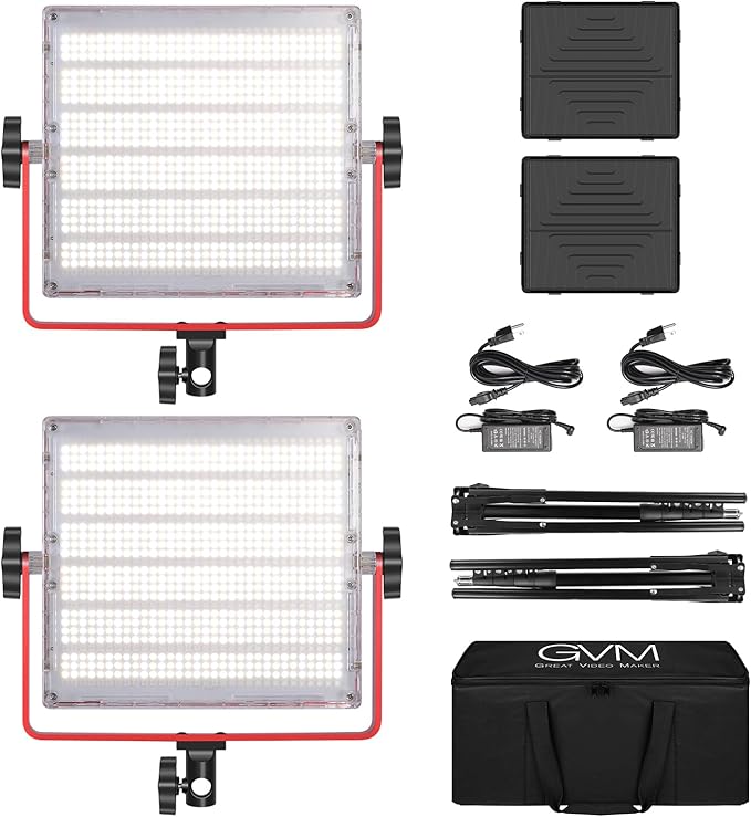 GVM 50W RGB LED Video Light, Studio Light with APP Control, 3200K-5600K Photography Lighting for Video, Product Shooting, 20 Scene Modes & CRI97+, CCT Loop, Hue Loop, 2packs