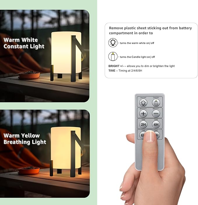 uuffoo LED Lamp Shower Lamp Rechargeable Lantern Table Lamp Cordless 3000K and Candle Light IP44 Dimmable for Indoor Outdoor Bathroom Patio Camping Restaurant Home