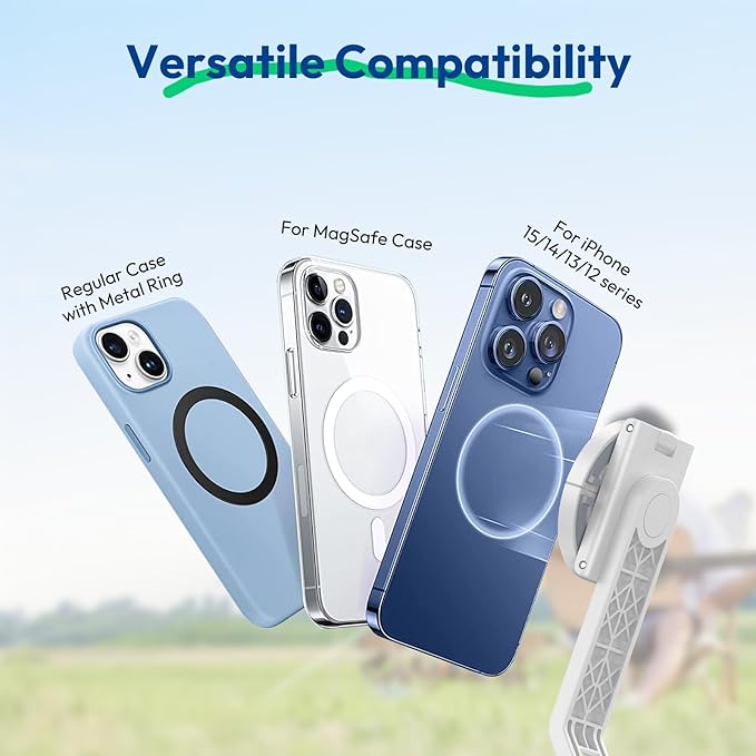 ULANZI TT88 Magnetic Tripod for iPhone 17, 57" Extendable Selfie Stick w Remote, 2-in-1 Phone Clip & Dual Cold Shoe Mounts-Lightweight Phone Tripod Stand for Vlogging, Travel, Video Recording, White