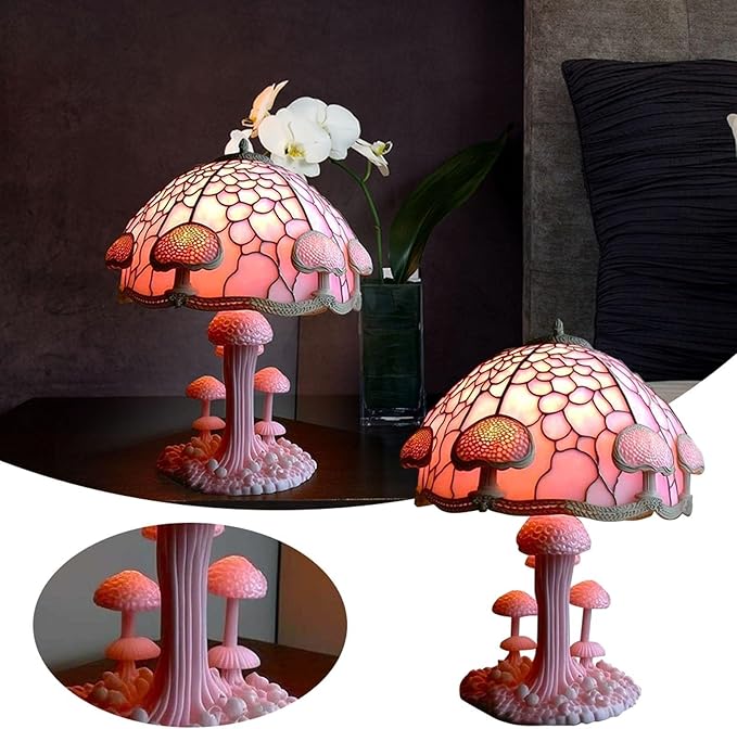 Mmoneyake Plant Table Lamp Series, Vintage Plant Night Light Home Decor, Bohemian Retro Stained Plant Table Lamp, for Bedroom Decoration, Party Decor, Birthday Gift for Plant Lovers, Friends 5.91in