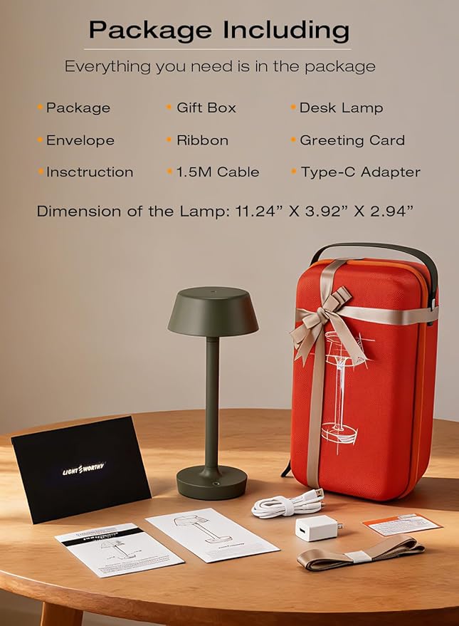 Cordless Rechargeable Table Lamp with Power Charger,Portable LED Desk Lamp,5000mAh Battery Operated,2700K-5700K Tunable,Stepless Dimming for Bedroom Bedside Touch Night Light,Green