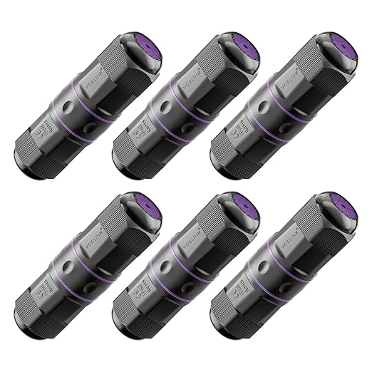 VCELINK Outdoor Waterproof RJ45 Coupler IP68 - Compact Design for Tight Spaces, Shielded Waterproof Ethernet Connector, Cat6/Cat5E/Cat5, PoE, 6-Pack (3.64in)