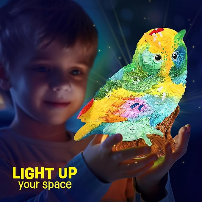 Paint Your Own Owl Lamp Kit, Art Supplies Painting Kits for Kids 6-12, Arts and Crafts for Kids Ages 8-12, Owl Toy Girls Boys Birthday Easter Gifts for Kids Ages 3 4 5 6 7 8 9 10 11 12+