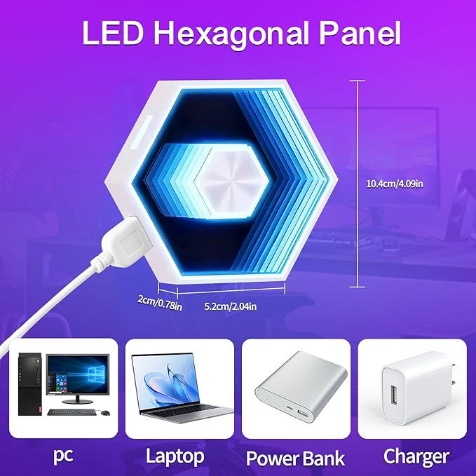 10 Pack Hexagon Lights Wall RGBW Panel - Hexagonal Led Lights Room Decor Wall Lights，with Smart APP Music Sync Honeycomb Shape Panels Hexagon for Gaming Lights Bedroom Children Decor