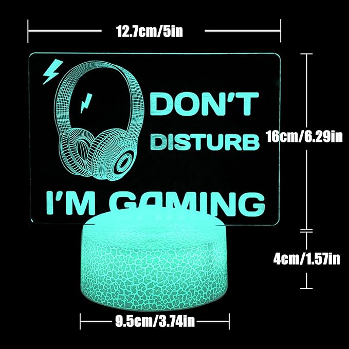 Don't Disturb I'm Gaming Night Light,Funny Video Games Gamer Gifts,Games Gamer Fan Room Decor,Dimmable 16 Colors 3D Illusion Lamp,Christmas Holiday Birthday Gifts for Boys Girls Teens Men