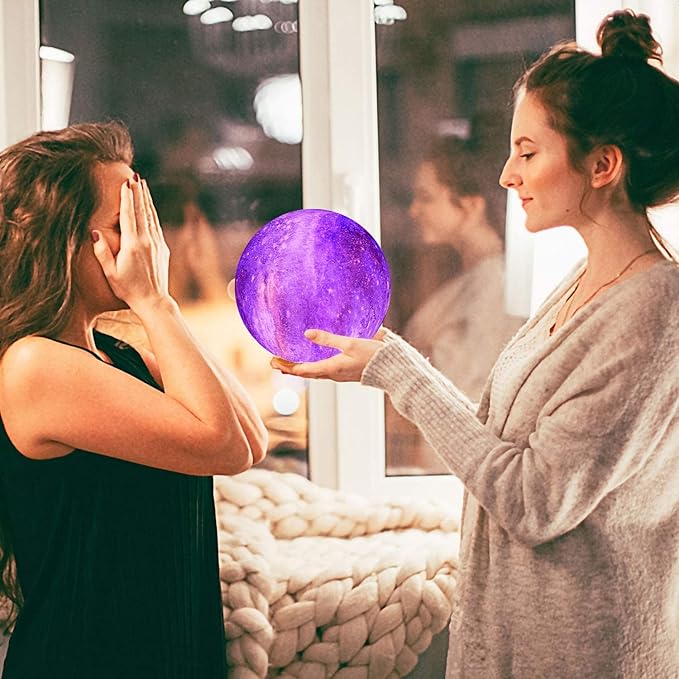 LOGROTATE Moon Lamp, Kids Night Light, 16 Colors Galaxy Lamp 3D Printing LED Moon Light with Stand, Remote&Touch Control, USB Rechargeable Gift for Women Kids Birthday, Bedroom Home Decor, 5.98 inch