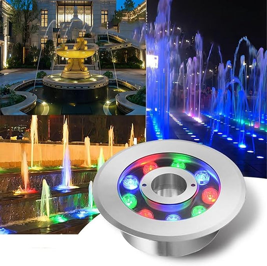 Submersible LED Pool Light - 12V/24V Color Changing Stainless Steel Fountain Light, IP68 Waterproof Underwater Spotlight