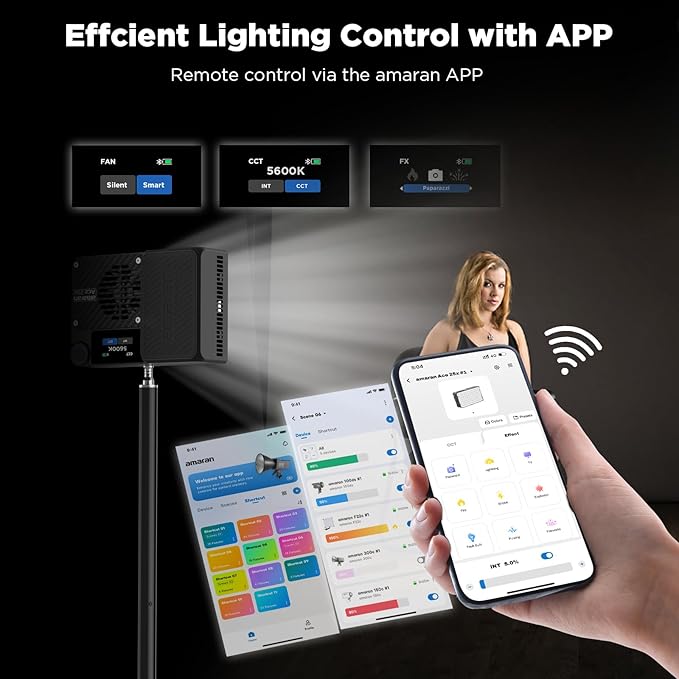 amaran Ace 25x Travel Ready Compact LED Light Creator Kit with Ace Lock Quick-Release Mount, Optical Design, and Long-Lasting Battery (Charcoal)