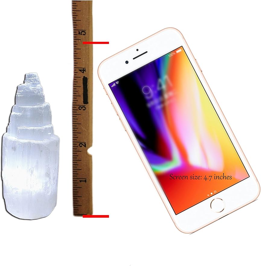JIC Gem Clearance Natural Selenite Lamp Mini White Gemstone Crystal Lamp 4 inches Color Changing Light + Use Batteries