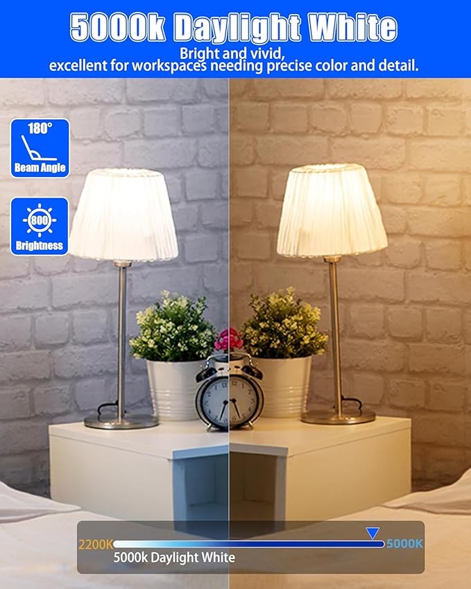 MASTERY MART 24 Pack A19 LED Bulbs 60 Watt Equivalent, 9W Non-Dimmable, Flicker-Free, 800 Lumens, Bright Daylight White 5000K, E26 Base, 10000 Hours, Energy Saving, Bright for Living Room, Bedroom