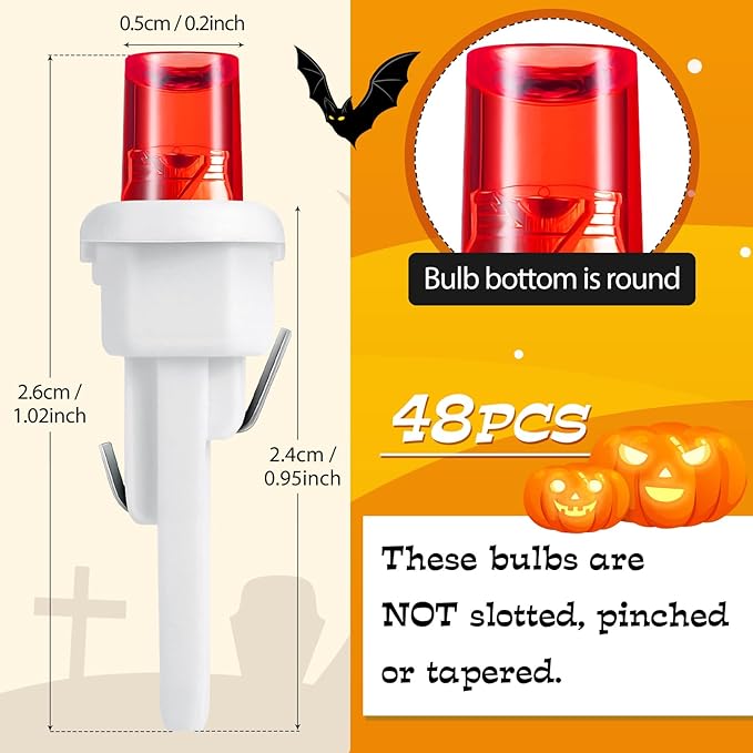 Honoson 48 Count 5 mm LED Halloween Replacement Bulbs Bulk Wide Angle Christmas Light Xmas Tree String Replacement Festival Light Decoration (White Base with Multicolor Bulb)