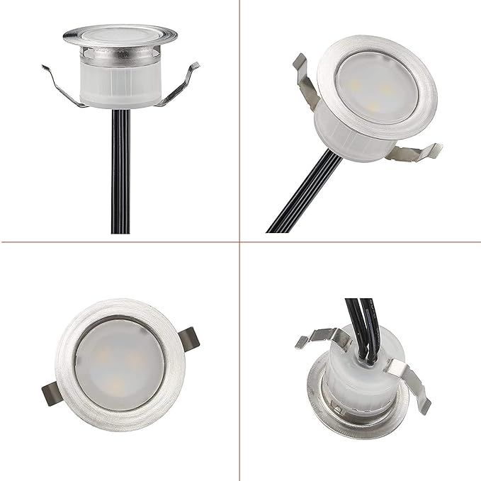 FVTLED LED Deck Lights Set, 30pcs Φ1.22 Low Voltage Waterproof Recessed Deck Lamp Warm White LED In-ground Lighting Outdoor Garden Yard Pathway Patio Step Stairs Decor