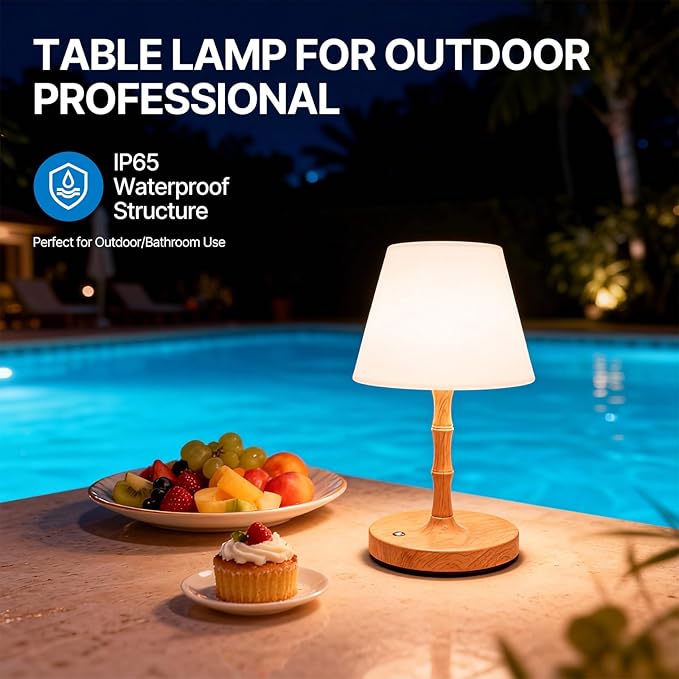 Mushroom Cordless Lamp, Rechargeable Battery LED Table Lamp Dimmable RGB & 3 Color Temperatures, Waterproof for Bedroom, Office, Outdoor, Camping, Bathroom Decor(Yellow)