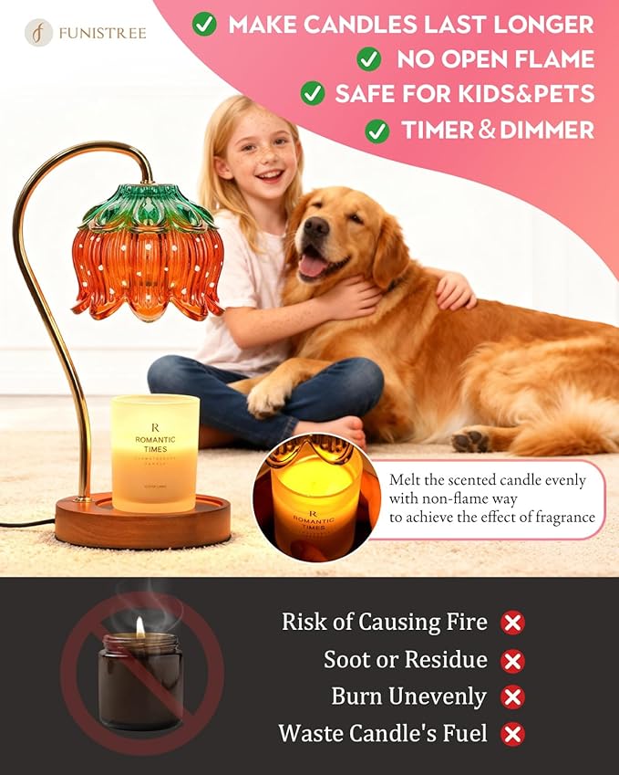Strawberry Candle Warmer Lamp, Cute Candle Lamp with Timer & Dimmable, Birthday for Women Mom, House Warming Gift New Home, Lotus Wax Melt Warmer for Yankee Village Candles
