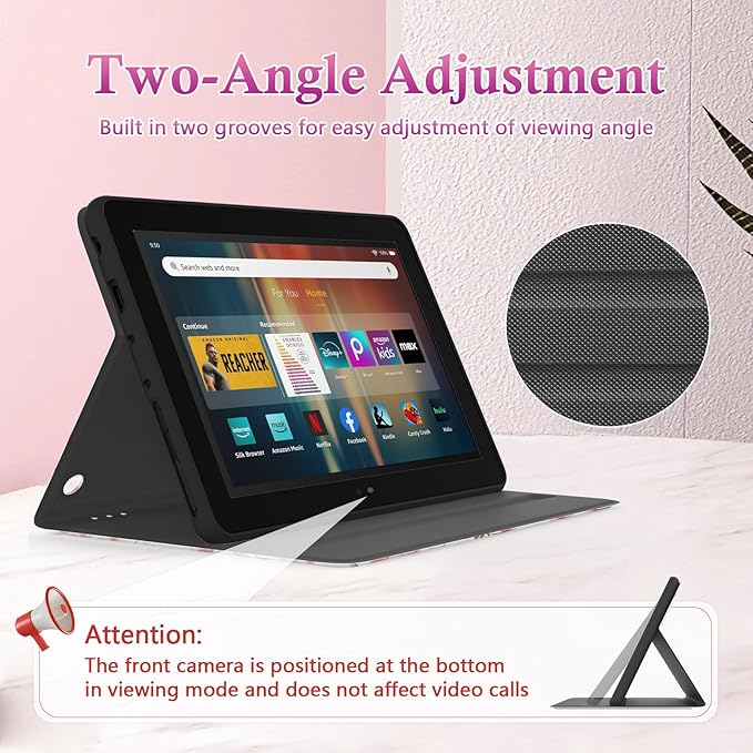 Case for (2023/2021 Released 13th/11th Generation) Fire HD 10/10 Plus, Slim Lightweight Folio Book Cute Auto Wake/Sleep Smart Cover for HD10 Tablet 10.1" (Flower Pink)