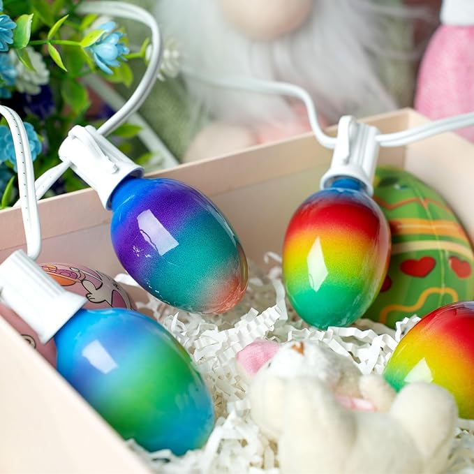 Enhon 1 Pack Easter Egg String Lights, 10.5FT Multi-Color Pastel LED Egg Lights, End-to-End Connectable String Light for Indoor & Outdoor Easter Party, Fireplace, Mantel, Entrance Decor