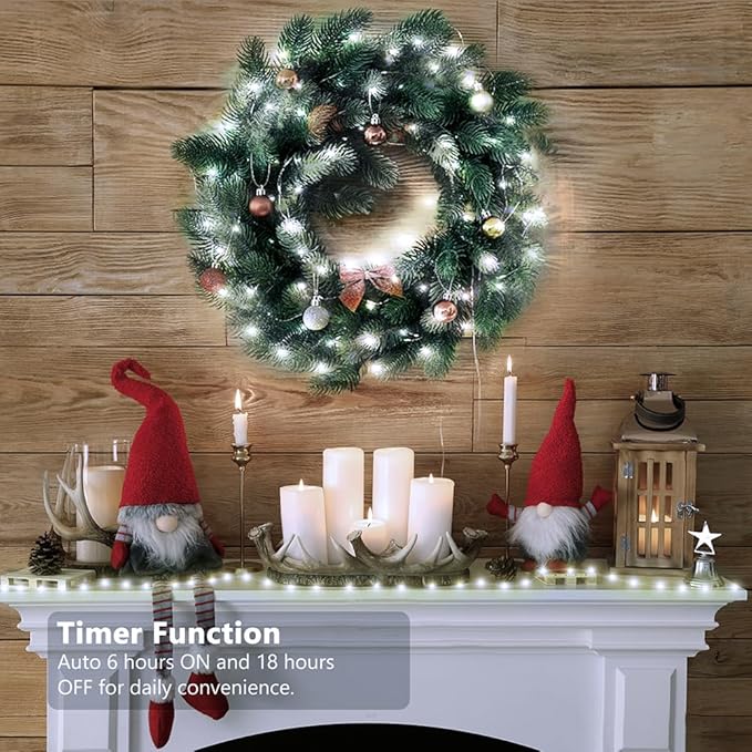 33ft Battery Operated String Lights (2 Pack), 100 LED Fairy String Lights Battery Powered w/Remote & Timer for Indoor Outdoor Christmas Trees Wreath Decoration Bedroom Patio - Cool White