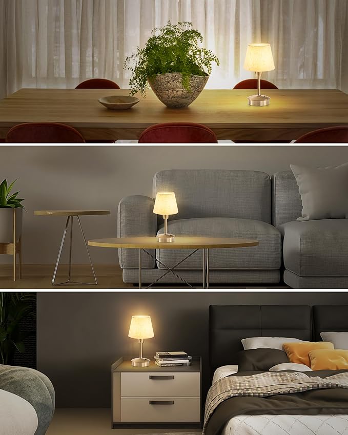 Small Cordless Table Lamp for Restaurant Dining Table, 5200mAh Rechargeable Battery Operated Lamps, Portable Dimmable Touch Light Warm Ambient Lighting for Bedroom Living Room Kitchen Entryway Outdoor
